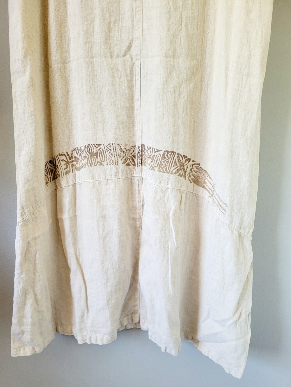 Blue Cactus 100% Linen Cream/Sand Maxi Dress Western/Boho XL - Picture 11 of 12